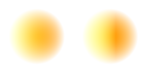 Soft glow gradient sphere with blurred light and warm bokeh abstract trendy circle overlay effect on transparent background for modern design