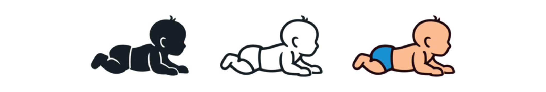 baby tummy time progress icon on light background. infant pushing up on arms during tummy time. upper body strength milestone symbol