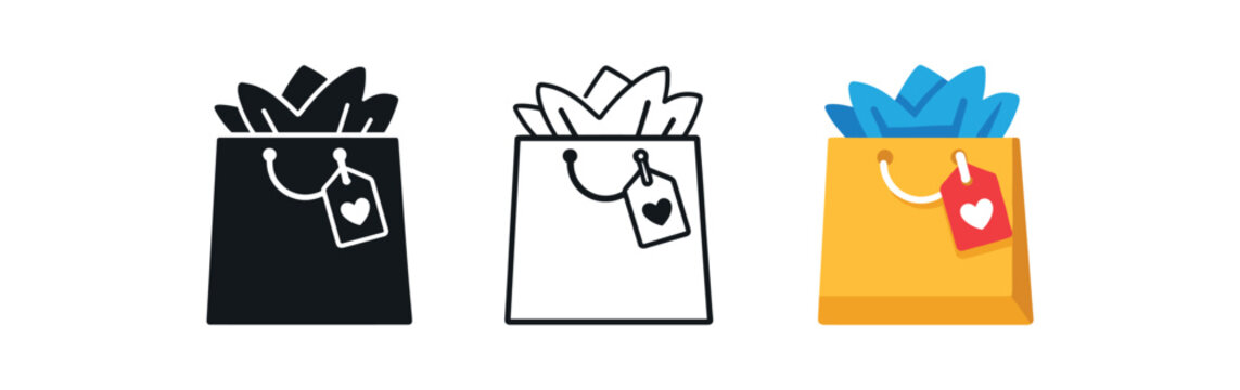 family holidays present bag tissue paper simple gift icon