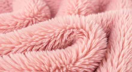 Fototapeta premium Macro shot fluffy pink synthetic textile texture soft cozy abstract background material detail