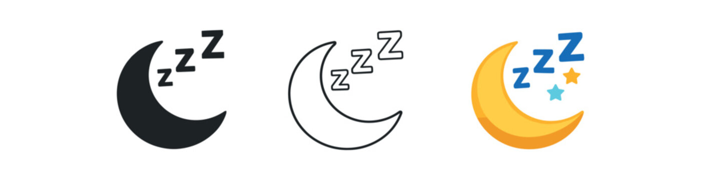 sleep hygiene moon with letters minimalist icon sleep time