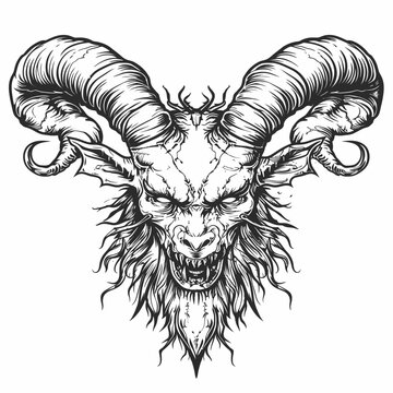 vector illustration of a tattoo of an devil head 