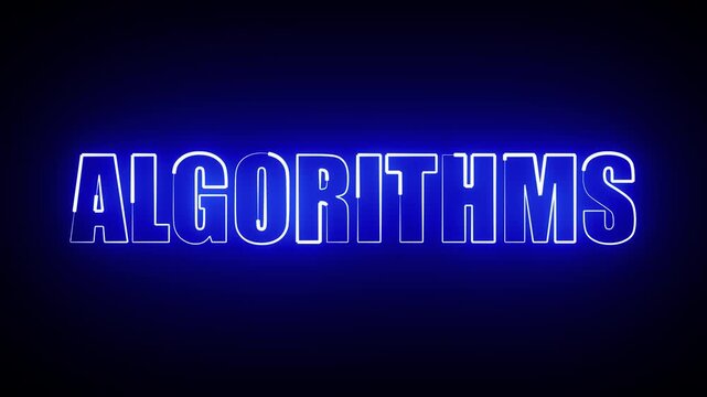 ALGORITHMS TITLE WITH NEON ANIMATION 