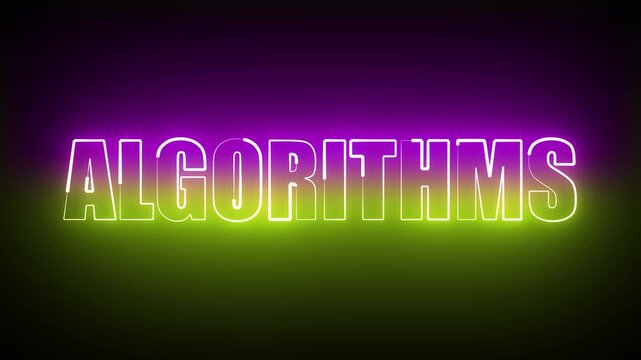 ALGORITHMS TITLE WITH NEON ANIMATION 