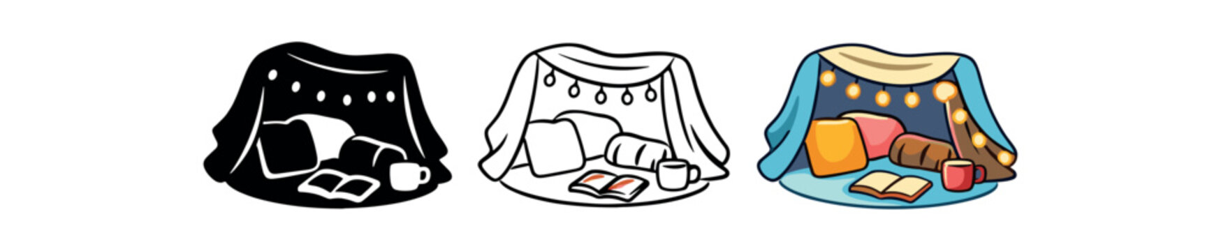 social energy balance blanket fort pillows fairy lights playful recharge hideout