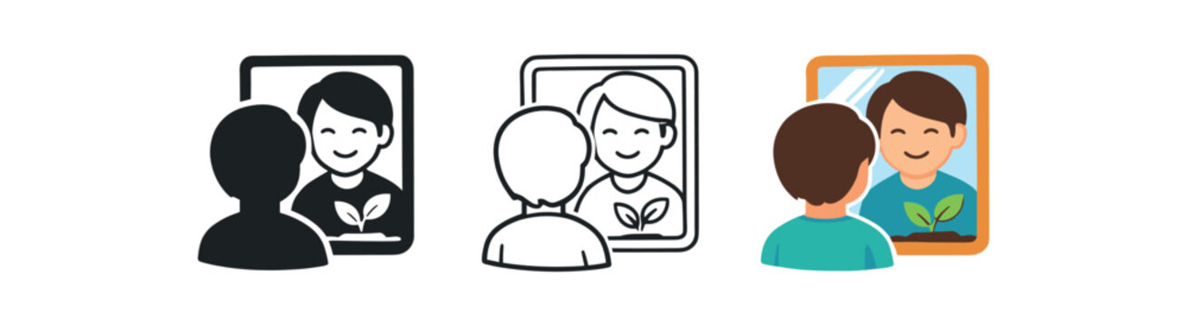 emotional resilience mirror showing calm smile self acceptance growth