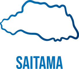 Saitama prefecture outline simplified map in Kanto region,Japan