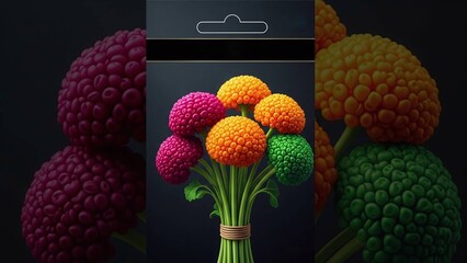 colorful flowers seed packet design for garden catalogs, online seed shops, agricultural blogs, stationery decor, presentations on hybrid plants, and awareness of gardening hobbies