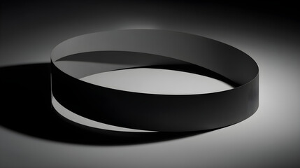 Black rubber or plastic ring bands on gray background with dramatic lighting for product design and technology concepts