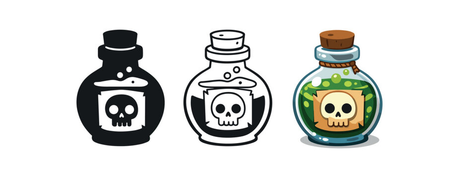 autumn halloween holidays potion bottle skull label spooky
