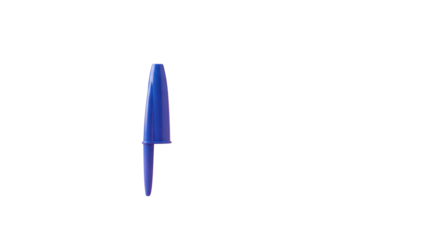 A vibrant blue plastic pen cap end detail shown in macro isolation on transparent background