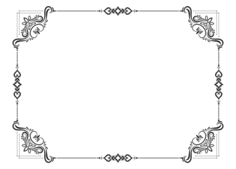 ornate border frame with floral designs and empty space for text transparent background