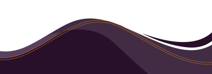 Purple wave design element with gold lines on white background transparent background