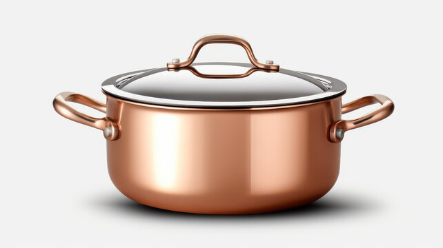  Glistening Copper Cauldron Conjuring Culinary Magic. On a White or Clear Surface PNG Transparent Background..png