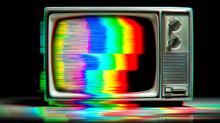 レトロテレビの映像ノイズとRGB分離エフェクト背景