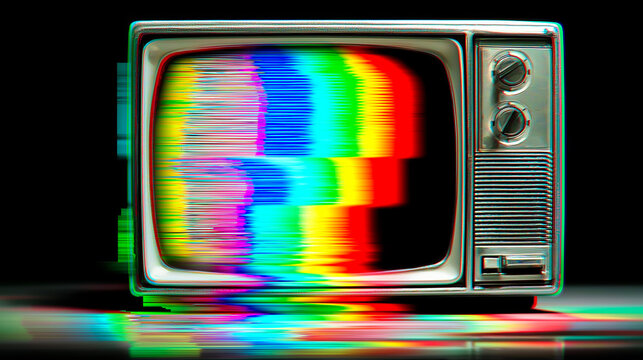 レトロテレビの映像ノイズとRGB分離エフェクト背景