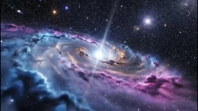 universe galaxy concept with planet and stars circling at center