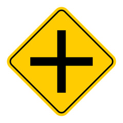 Fototapeta premium Official Warning Sign for Four-Way Road Intersection Traffic
