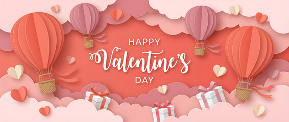 Happy valentines day banner and background with romantic valentine decorations bundle
