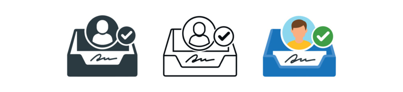 digital identity minimal inbox with avatar circle signature verified sender identity