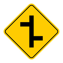 Fototapeta premium Official Yellow Staggered Intersection Traffic Warning Sign Vector