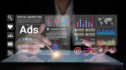 Detailed view of a digital marketing dashboard showcasing ads analytics and data visualization, highlighting growth insights for effective business and social media strategies. Gantry