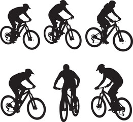 Fototapeta premium silhouettes of cyclist
