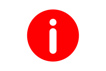 Red Circular Information Icon with Black Letter i for Attention isolated on transparent background info help support guide about