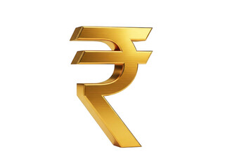 Obraz premium Golden indian rupee symbol isolated on transparent background
