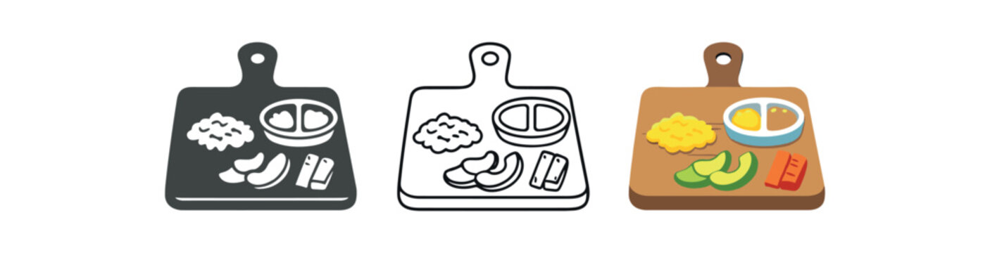 baby led weaning food prep board with three soft items mise en place