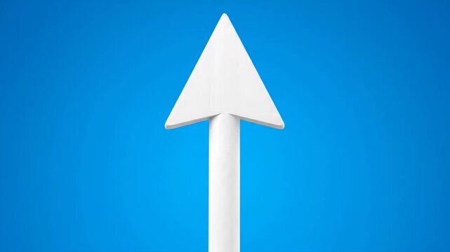 Directional Arrow on Blue Background - A minimalist white arrow points upwards against a vibrant blue background.