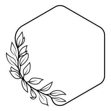 Set of circle shapes, flowers, leaf branches in hand drawn pattern. Minimal botanical wedding frame elements on white background. Vintage wedding floral frame, elegant organic abstract border set.