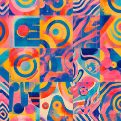 Bright Abstract Patterns on Square Panels