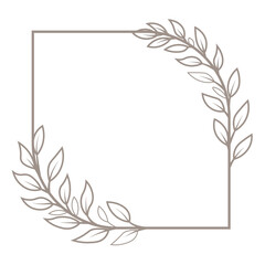 Laurels frames branches with circle borders collection. Wreath in line art. Elegant floral frame for labels, corporate identity, wedding invitation save the date Set of floral design logo elements.