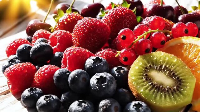 many types of fresh berries and fruits