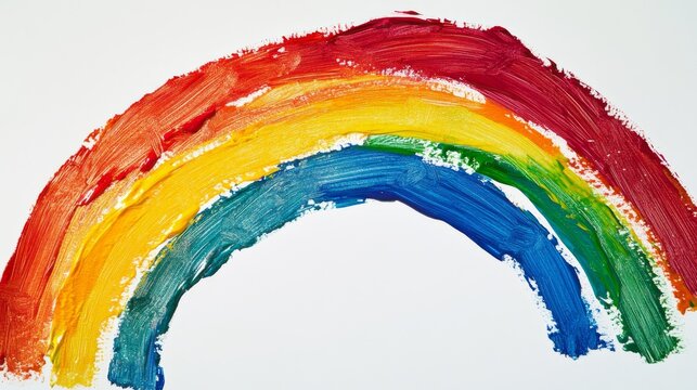 Thick art paper finger painting of a rainbow