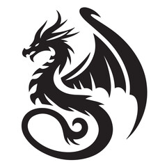 Naklejka premium Dragon silhouette vector 