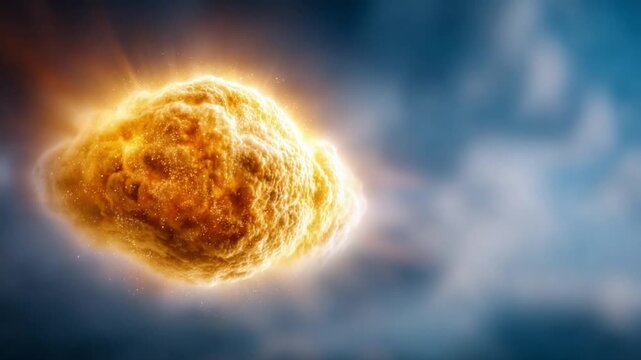 Celestial Formation: An abstract depiction of a radiant, glowing celestial body against a backdrop of deep, ethereal space, evoking a sense of cosmic grandeur and mystery.