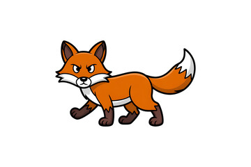 Obraz premium Cartoon angry fox illustration for mascot, logo, and design