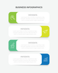 4 steps business infographics template. Can be used for Presentation, Report, Banner, Poster, Strategy and Plan. 
