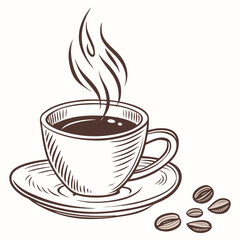 Obraz premium White Coffee Cup with Subtle Design on White Background