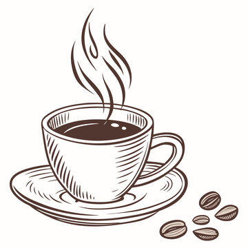 White Coffee Cup with Subtle Design on White Background