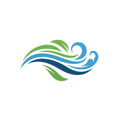 Abstract Ocean Wave with Green Swirls