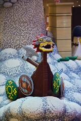 Naklejka premium Moscow, Russia. - June 18, 2025: Lego construction, close-up of the assembled compositions