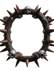 Fototapeta premium Ornate skull and spike wreath on black background