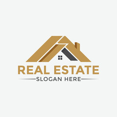 Modern Real Estate Logo Icon Design with House Roof, Business Emblem, Property Symbol, Vector Graphics