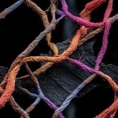 The scene shows a network of light purple and blue mycelium threads with a dark background and dynamic lighting from above SEAMLESS PATTERN