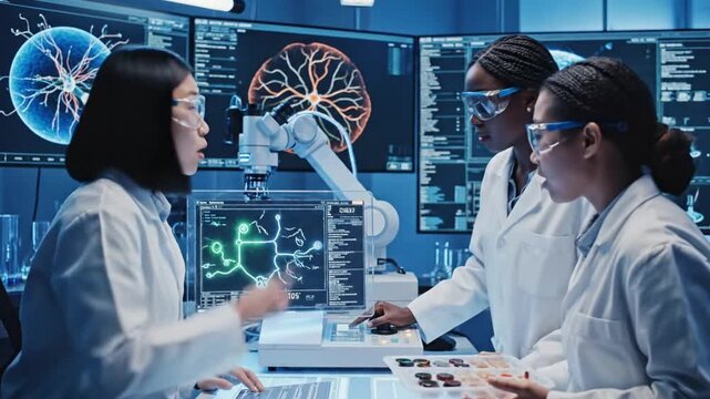 Scientists collaborating in a modern laboratory