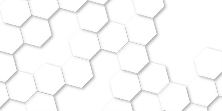 White Hexagonal Background. Luxury White Pattern. Abstract  hexagon geometric background, white hexagon polygonal pattern background, Geometric art deco texture mosaic white background.