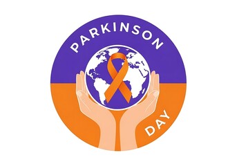Parkinsons Day awareness symbol with globe and hands